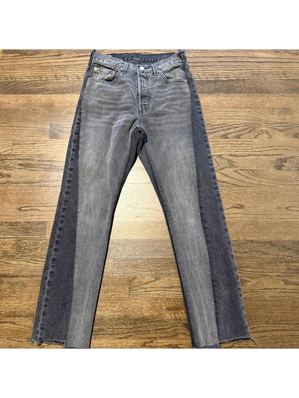 NWOT Levi's Premium 501 Women's Spliced Black & Grey Jeans Size 27W 30L